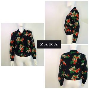 Zara Basic Collection Floral Bomber Jacket